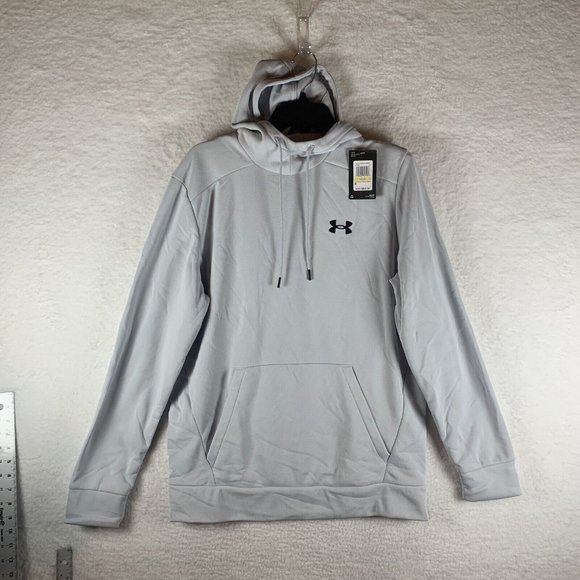 Under‎ Armour Hoodie Men Medium Gray Polyester Fleece Loose Fit Long Sleeve 6683 - Picture 1 of 8